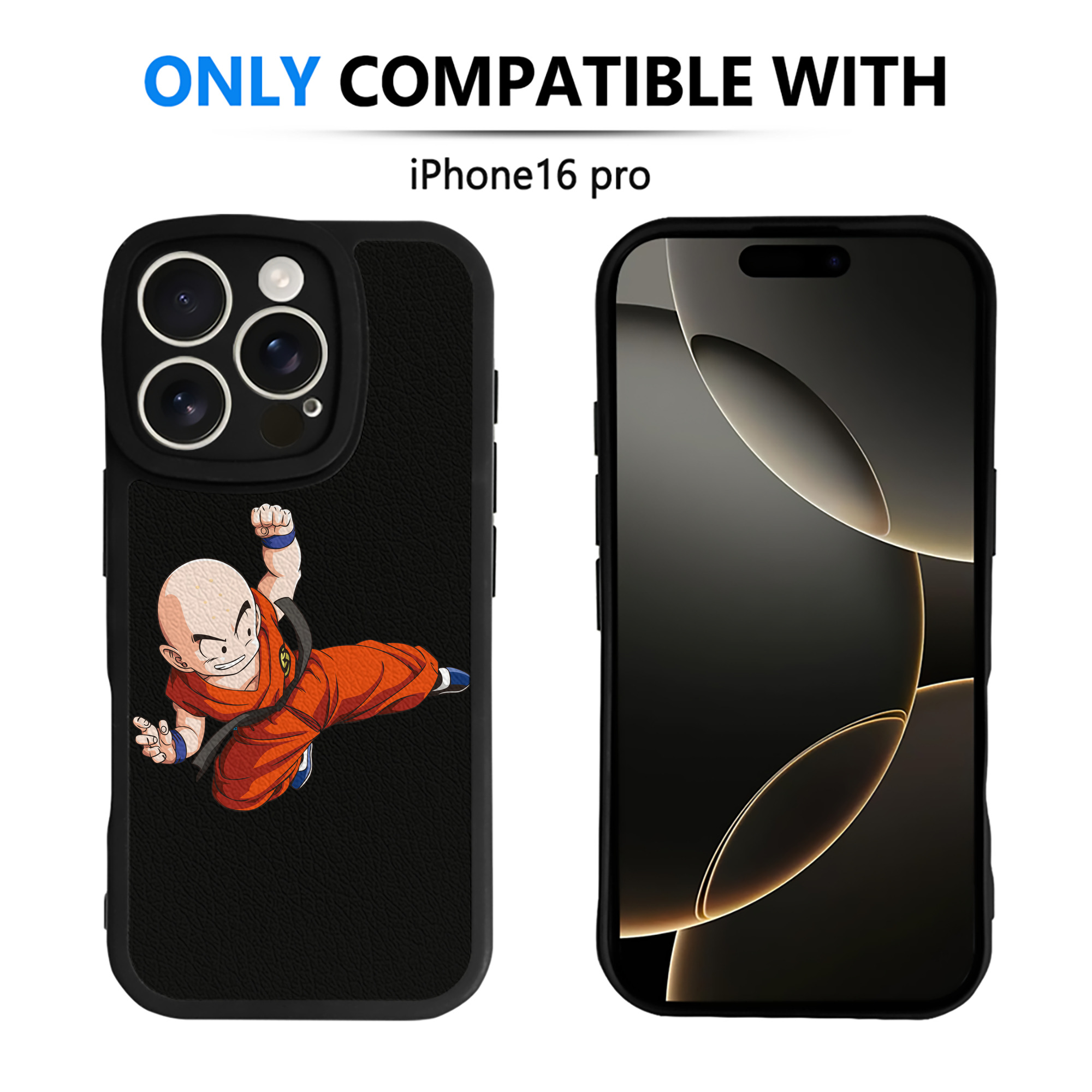 （画像用） ドラゴンボール クリリン DRAGON BALL krillin 【iPhone 16シリーズ対応】シリコンスマホケース（レザー調） 材質：シリコン